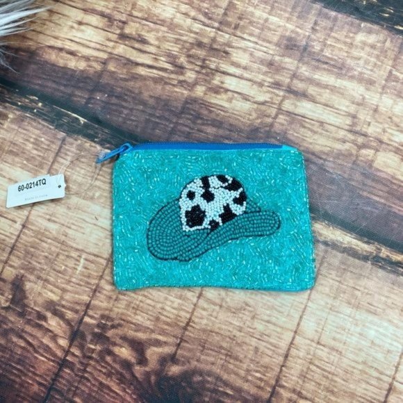 Handbags - RELISTED Cowgirl Hat Turquoise Beaded Pouch Wallet Bag